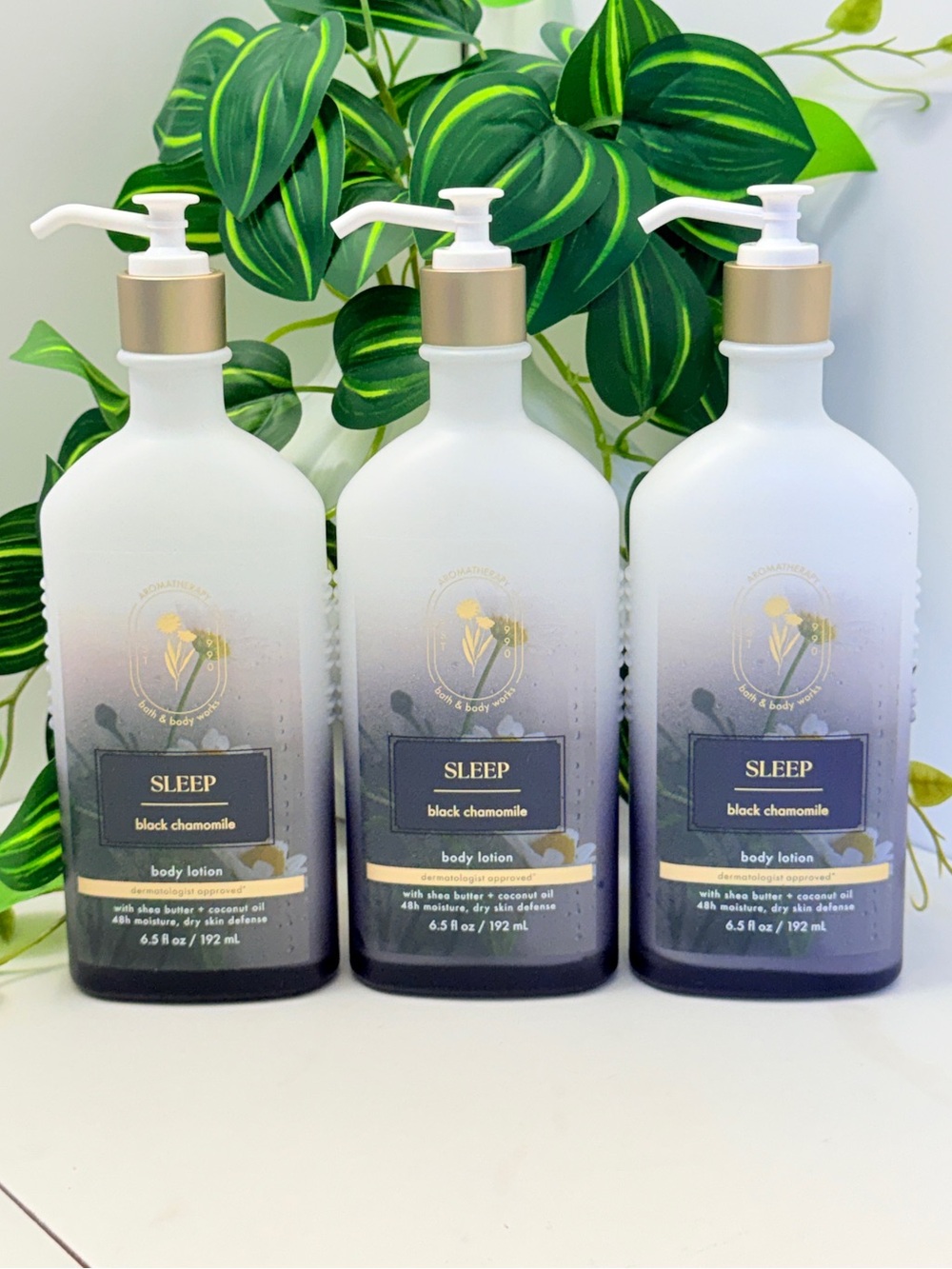 3x Bath & Body Works Aromatherapy Sleep Black Chamomile Body Lotion 6.5 oz
